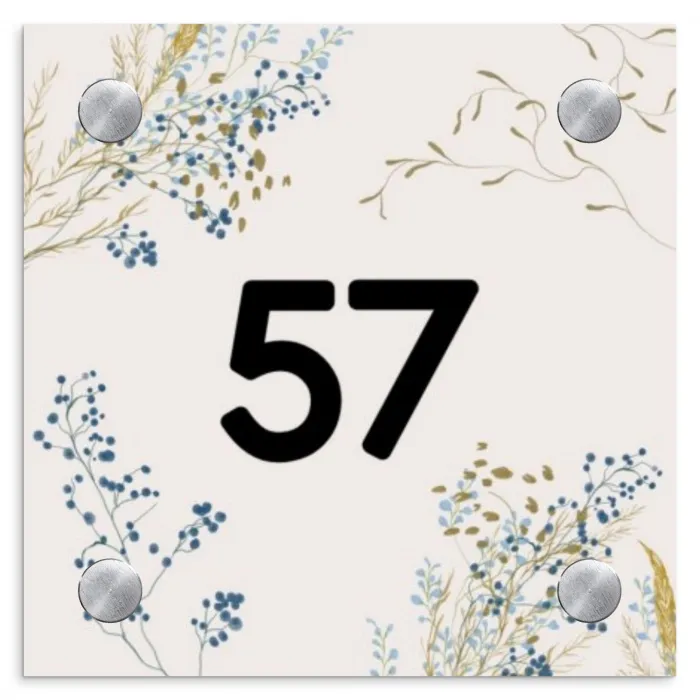 Bloemen - Beige - Traditioneel Naambord Vierkant klein -3d