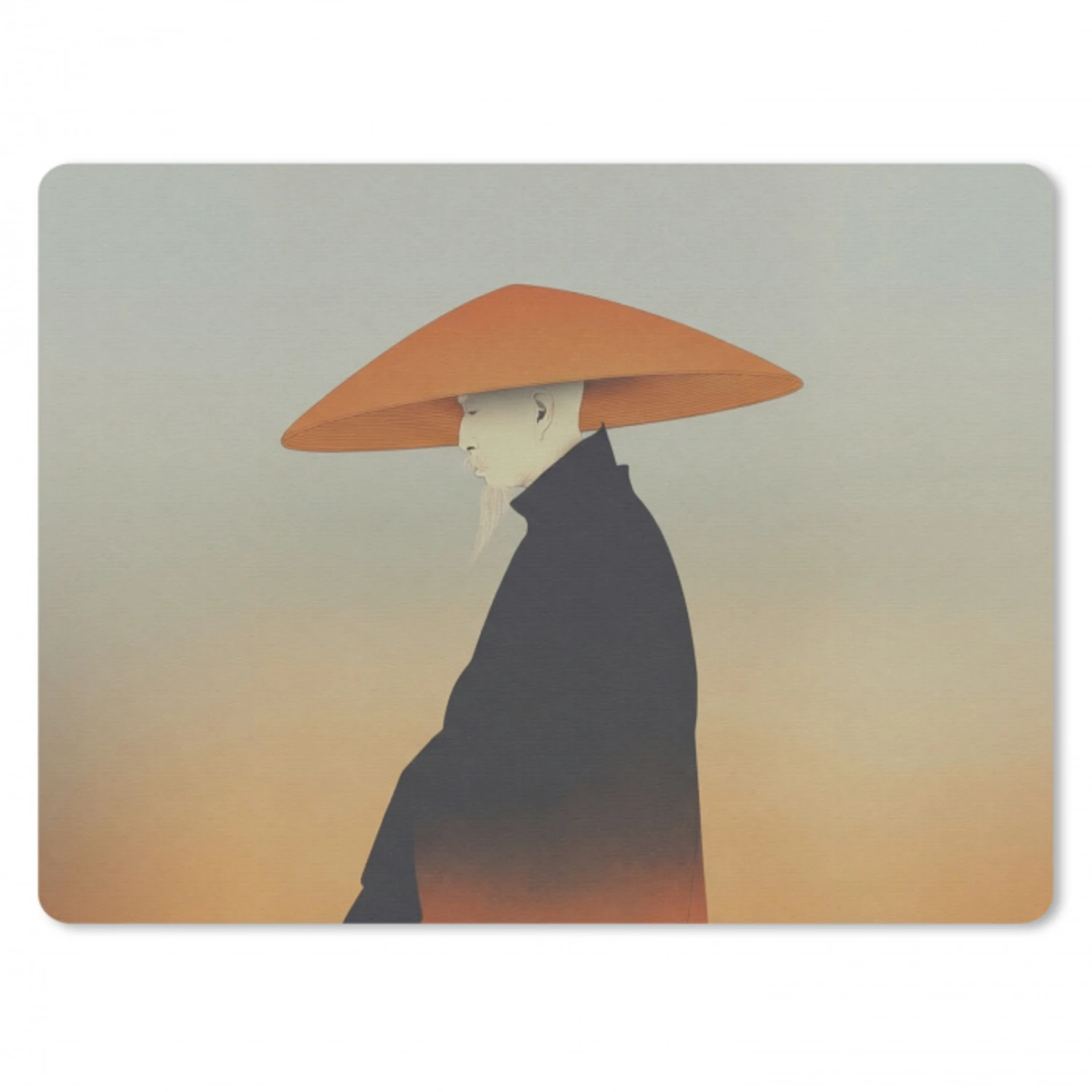 Minimalistisch - Silhouet - Oranje muismat rubber klein -3d