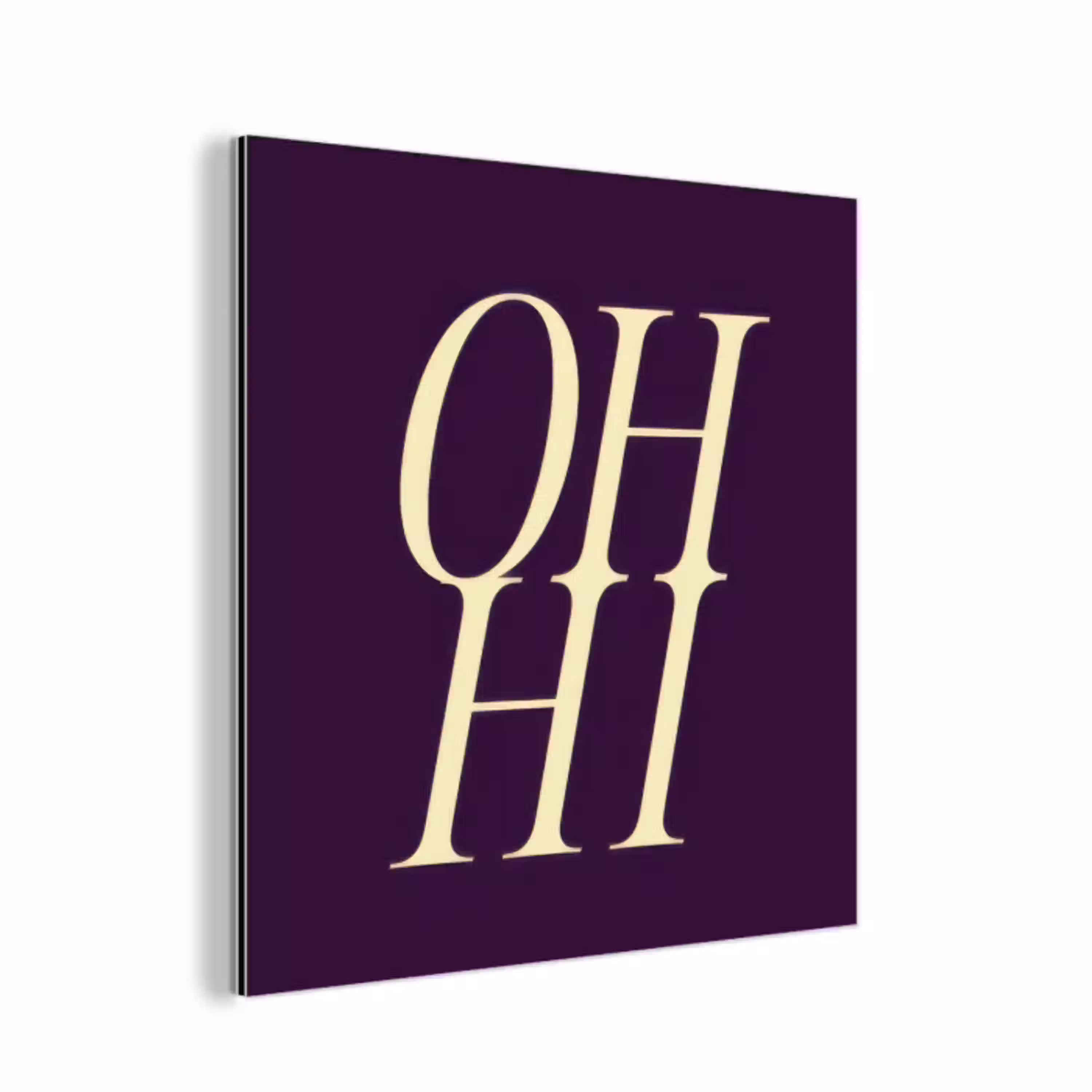 Oh hi - Paars - Minimalistisch aluminium wit klein -3d
