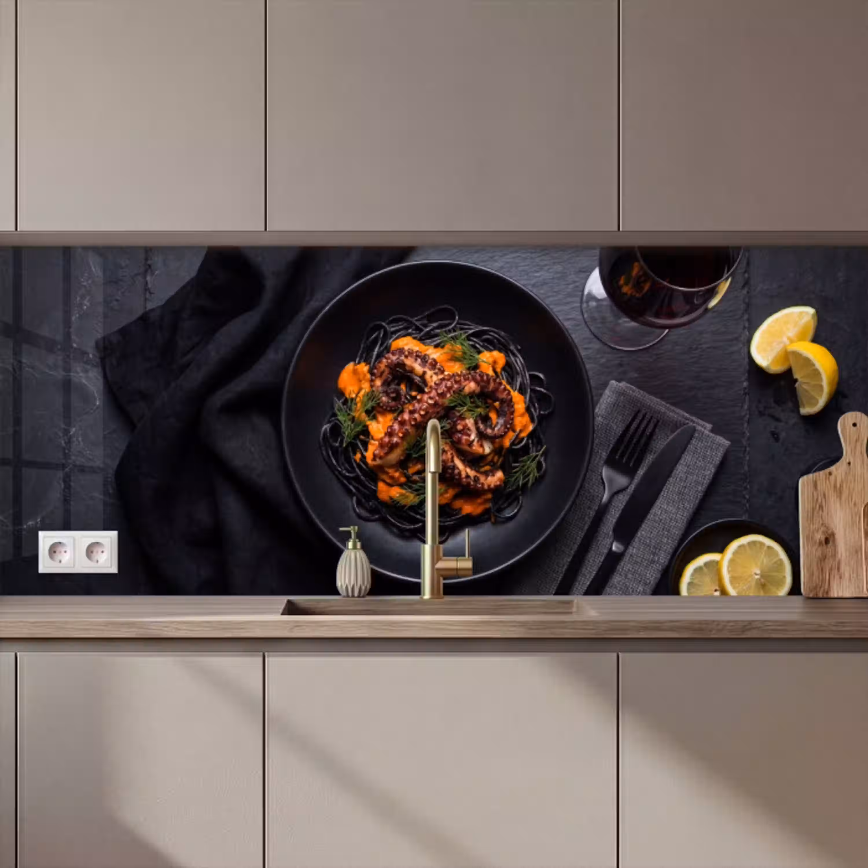 Eten - Octopus - Modern keuken achterwand 2 middel zz_3dshopping