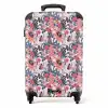 Tropisch vlinder patroon licht roze NBS - Handbagage koffer - Kinderen Unisex middel -productfoto_recht