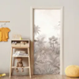 Jungle - Tropisch - Natuur -Vintage - Beige deurposter klein -sfeer4