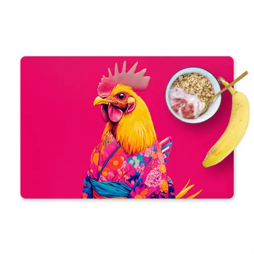 Haan - Kleurrijk - Kimono - Roze Placemat vinyl groot -zzzproduct_Kitchenyeah-website