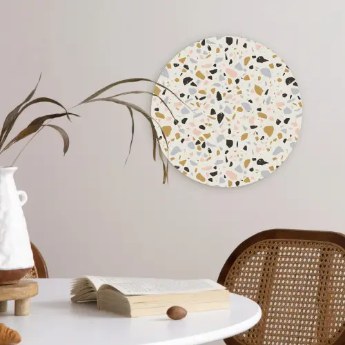 Terrazzo -  Patroon - Neutraal - Zacht - Multi Wandcirkel kunststof plaat 5mm dik klein 188 -sfeer4