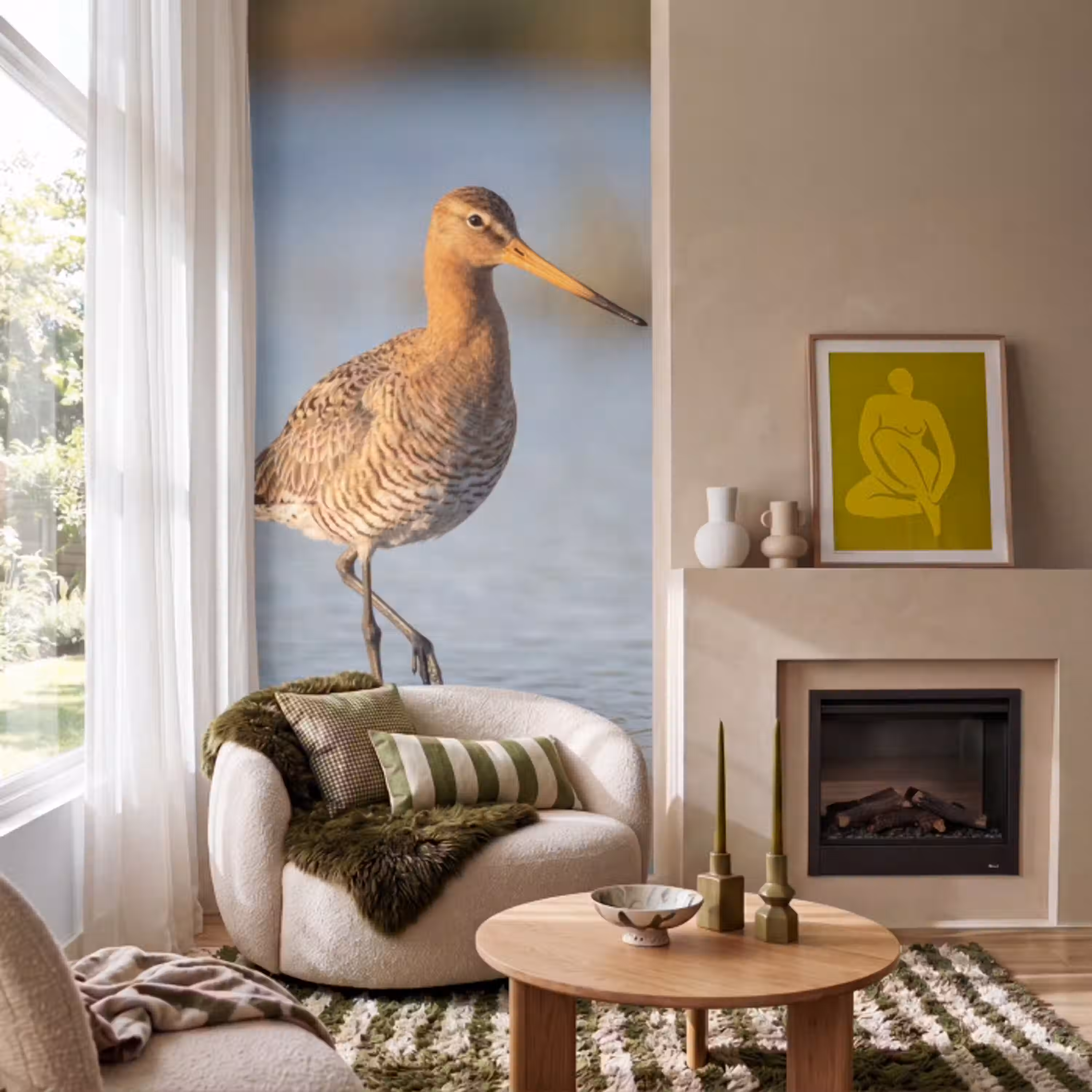 Vogel - Steltloper - Water - Natuur Behang Vlies klein -sfeer2