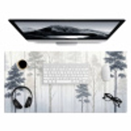 Bos - Bomen - Mist - Natuur - Illustratie - Grijs Muismat XXL klein -3d