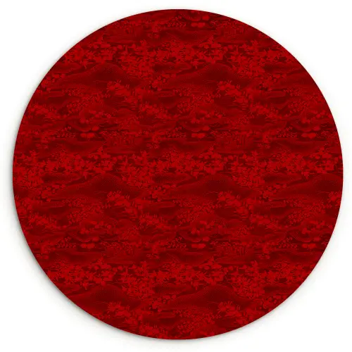 Rood - Patroon - Bloemen Wandcirkel plexiglas klein 852 -3d