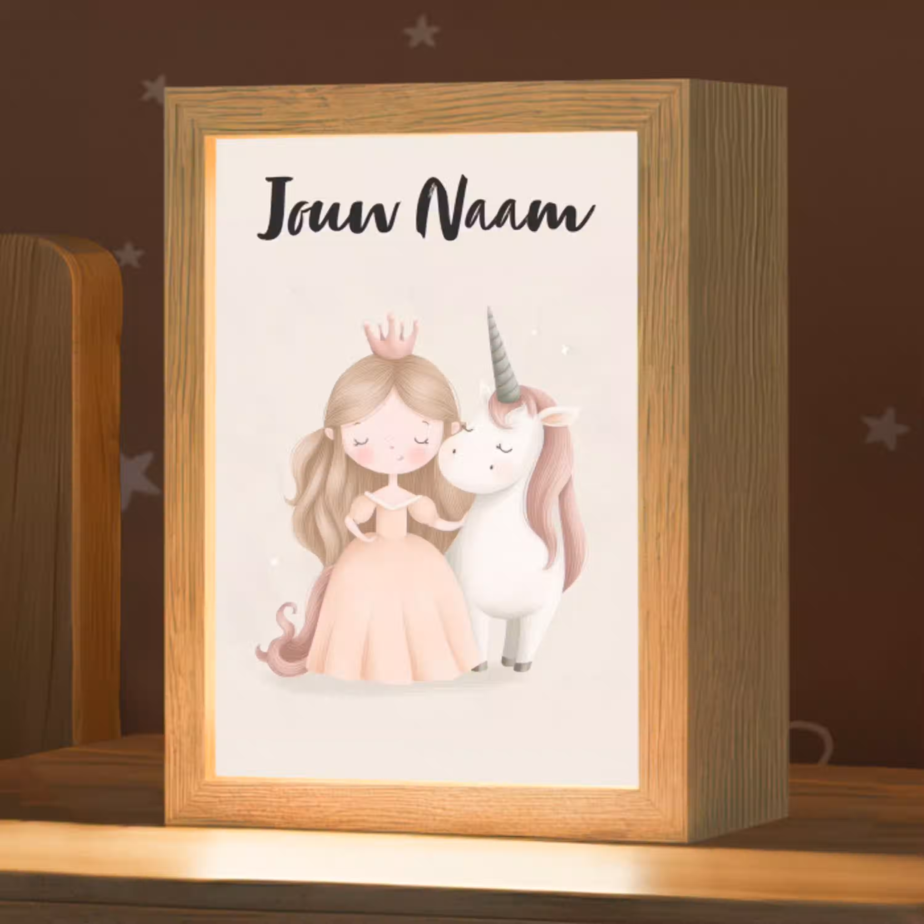 Eenhoorn - Prinses - Kroon - Jurk Light Box met kabel (Kinderlampje) klein -zzz_3d_website