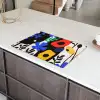 Bloemen - Bladeren - Abstract - Zwart Inductie beschermer vinyl 3mm klein -sfeer8