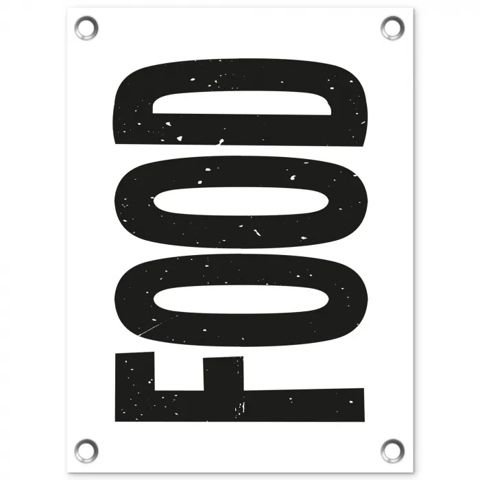 Food - Zwart - Wit - Decoratie tuinposter los doek klein -3d