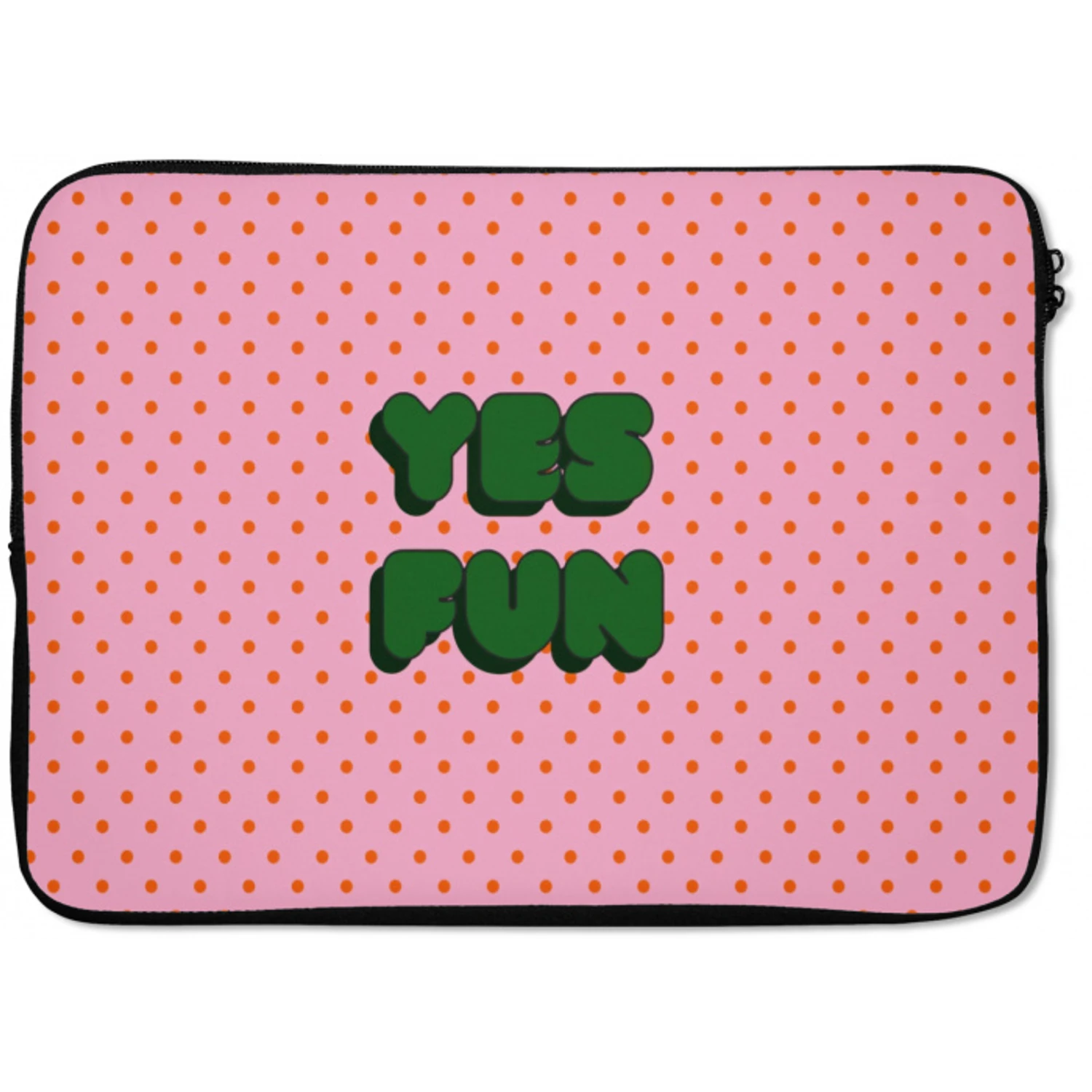 Yes fun - Groen - Roze - Stippen laptophoes neopreen klein -zkaufland3dotto
