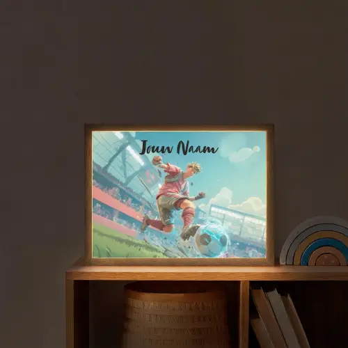 Voetbal - Jongen - Stadion - Elektrisch Light Box met batterij (Wandlamp kind) middel -sfeer1_kind