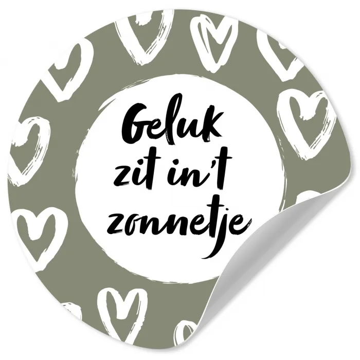 Tekst - geluk zit in 't zonnetje - Quotes - Geluk - Zon Wandcirkel behangsticker klein -3d
