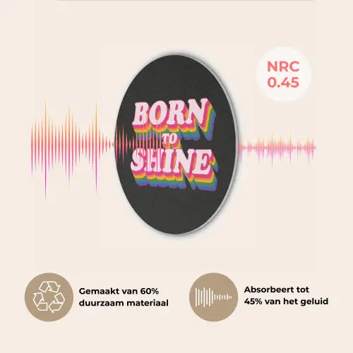 Quote - Regenboog - Roze - Zwart Akoestische PET Vilt - Rond klein -USP_NL