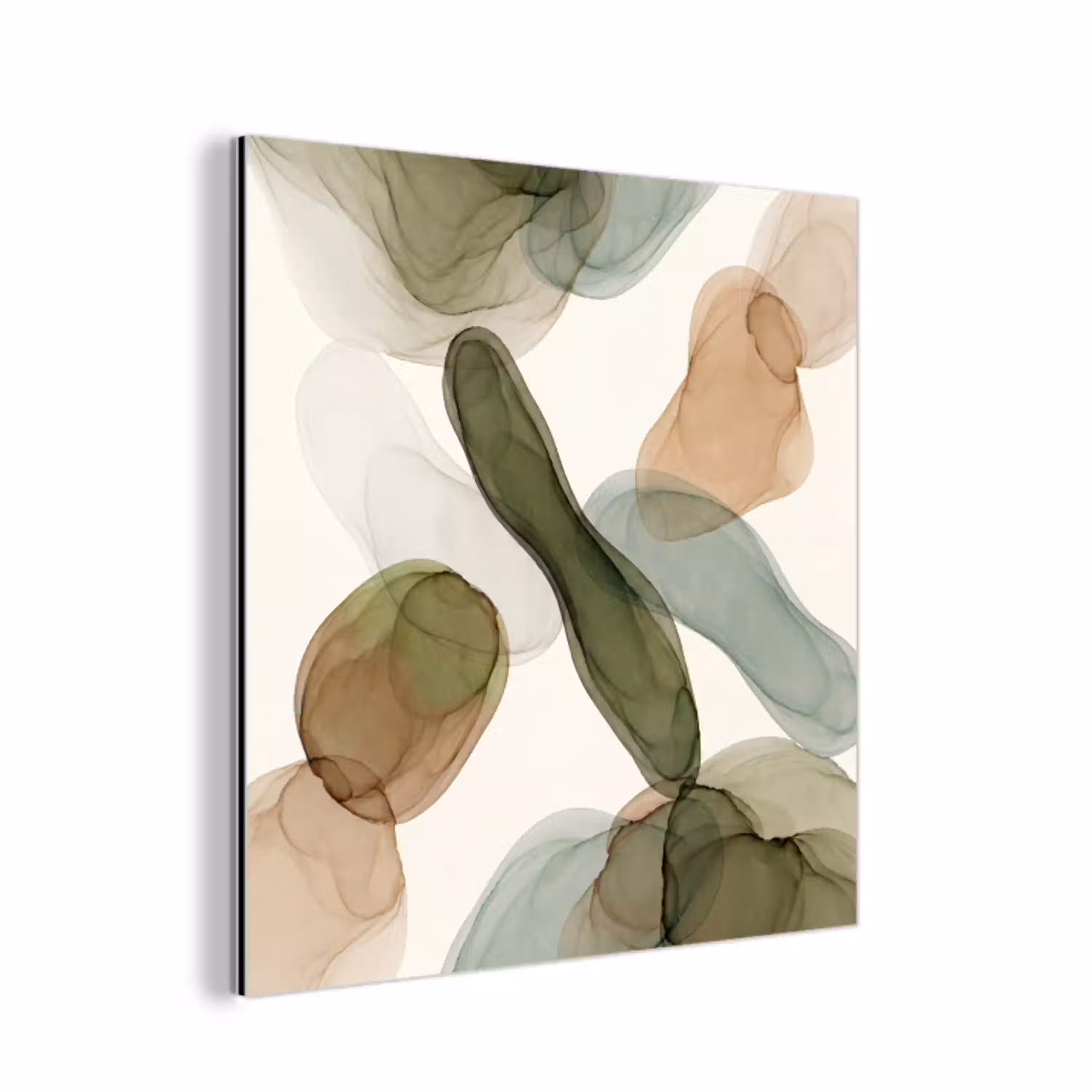 Abstract - Vormen - Modern - Kunst - Groen - Bruin aluminium wit klein -3d