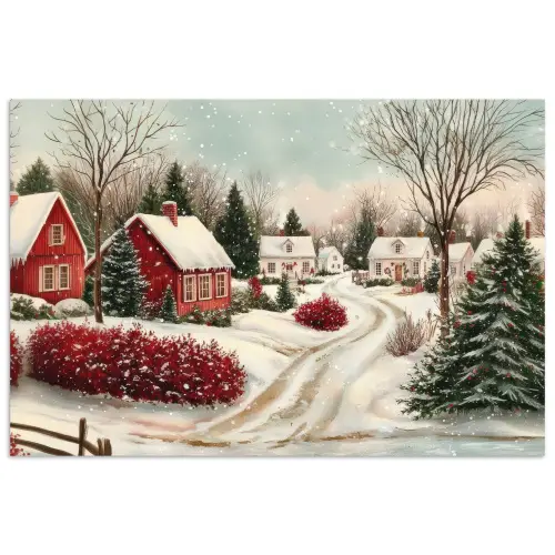 Kerstsfeer - Landelijk - Rood poster papier klein -3d