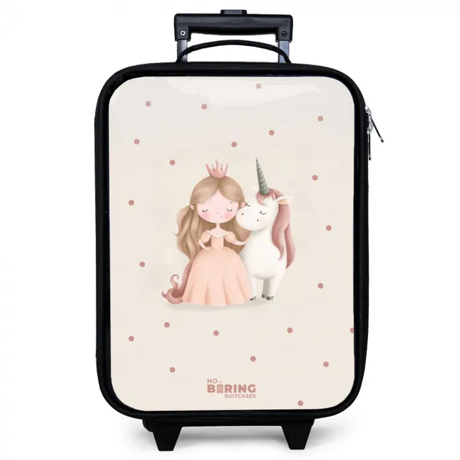 Prinses en een eenhoorn in pastel kleuren Kinderkoffer - Zwart klein -zzz_website3d