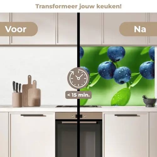 Bosbessen - Paars - Bladeren - Groen keuken achterwand 2 middel 871 -voor-na2_NL