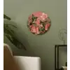 Kolibries - Bloemen - Groen - Roze Wandcirkel kunststof plaat 5mm dik klein -sfeer3