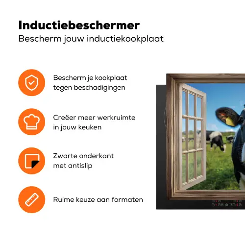 Doorkijk - Koe - Weiland - Dieren - Natuur Inductie beschermer vinyl 3mm klein -zzzzzzz-td-ups