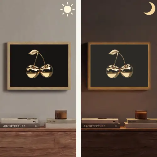 Kersen - Zwart - Goud - Chrome Light Box met batterij (Wandlamp) middel -sfeer3