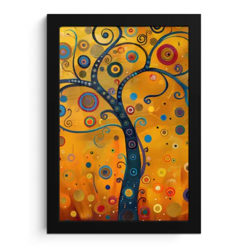Abstract - Boom - Levensboom - Modern fotolijst zwart zonder passe partout klein -3d