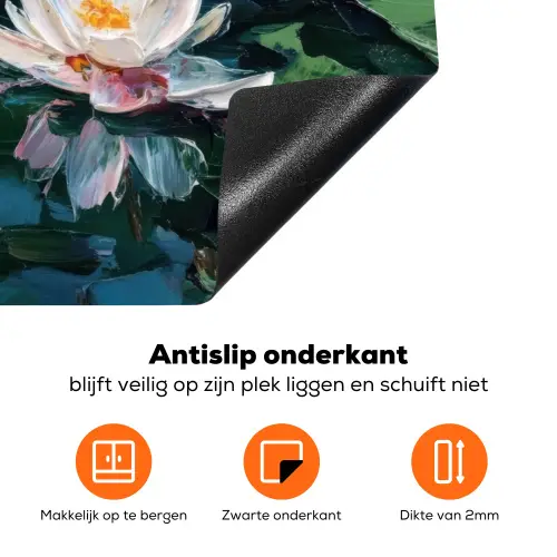 Waterlelies - Bloemen - Roze - Water Inductie beschermer vinyl 3mm klein -zzzzzzz-td-onderkant