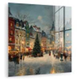 Kerstsfeer - Stadsplein - Kleurrijk plexiglas 5mm klein -zzzproduct_nieuw