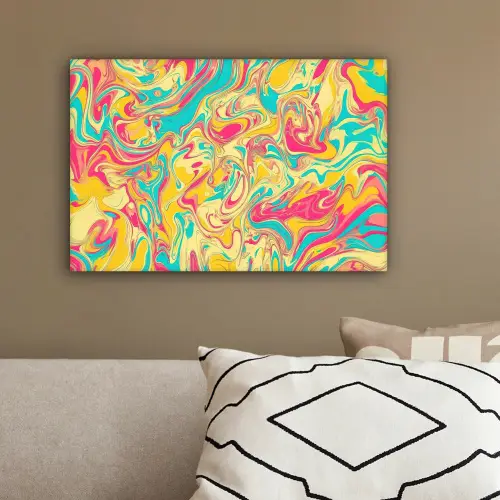 Geel - Roze - Blauw - Retro canvas 2cm klein -sfeer3