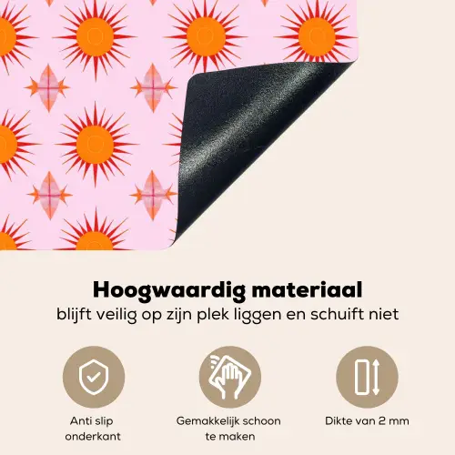 Zon - Patroon - Roze Inductie beschemer met haakjes klein 777 -ky-onderkant-nl