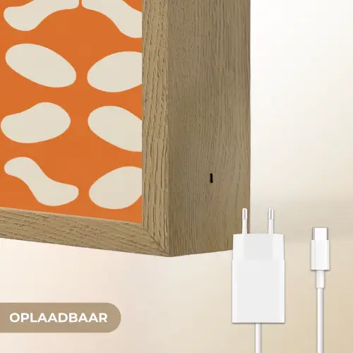Oranje - Organische vormen - Wit Light Box met batterij (Wandlamp) middel 907 -USP_websiteoplaadbaarNL