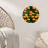 Mandarijn - Oranje - Druppels - Groen Wandcirkel behangsticker klein 186 -sfeer4