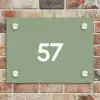 Effen olijfgroen - Traditioneel Naambord Rechthoek middel -sfeer3