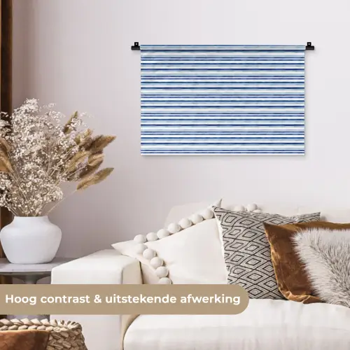 Frans - Citroen - Strepen - Blauw Wandkleed katoen klein 269 -sfeer1