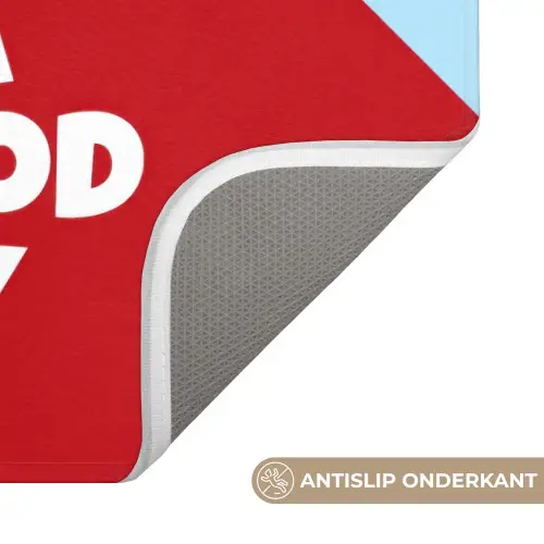 Today is a good day - Rood - lichtblauw Badmat klein -USP_AntislipNL