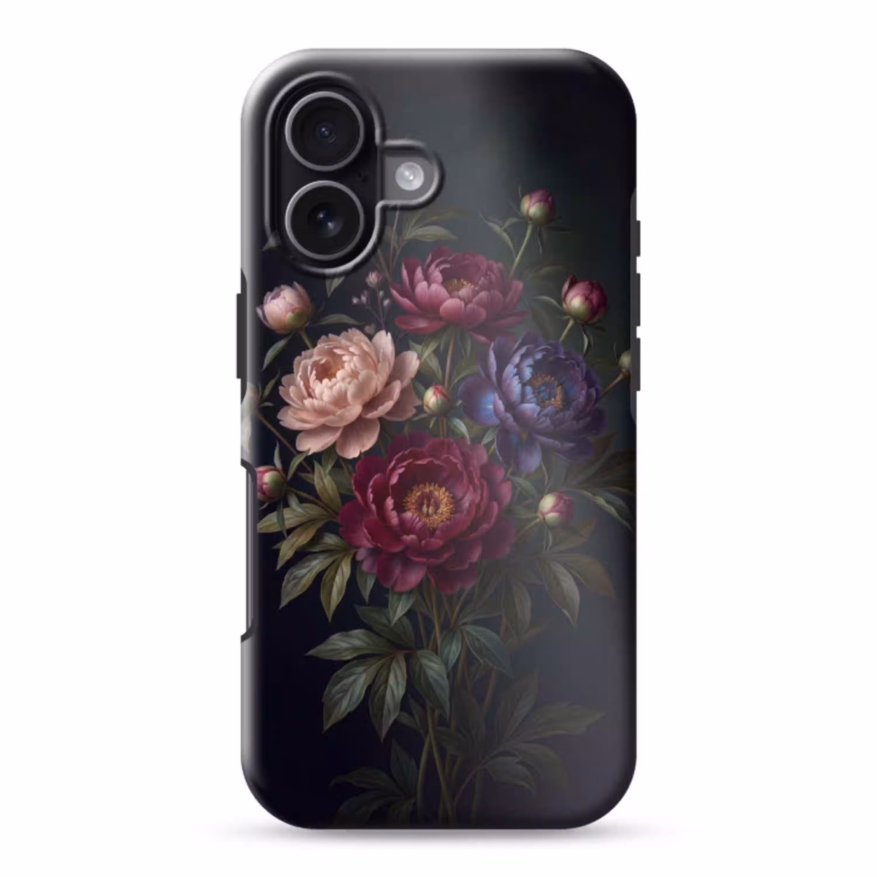 Bloemen - Boeket - Natuur - Modern - Donker Toughcase MagSafe Apple iPhone 17 klein -3d