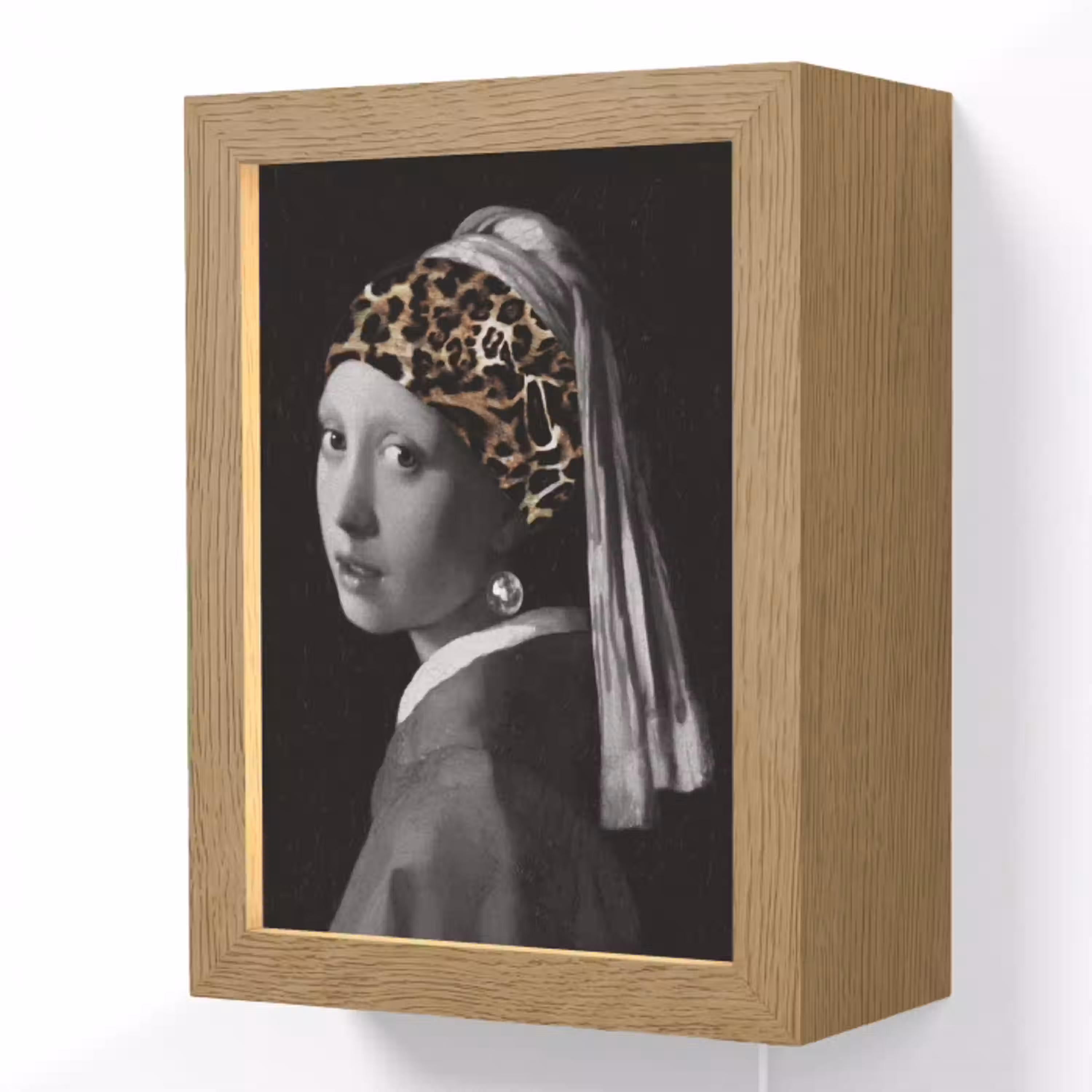 Het meisje met de parel - Johannes Vermeer - Panterprint Light Box met kabel (Wandlamp) klein -3d
