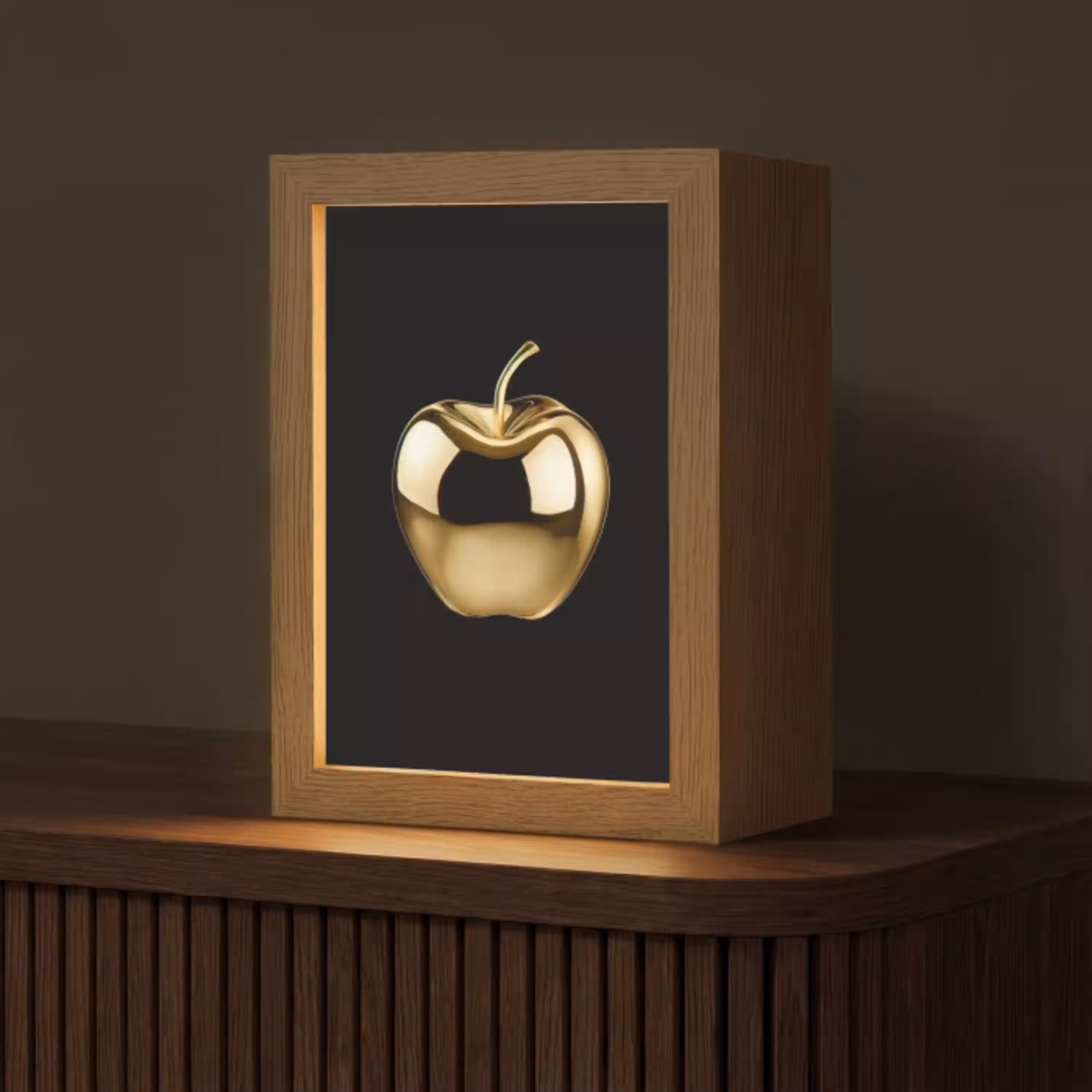 Appel - Goud - Chrome - Zwart Light Box met kabel (Tafellamp) klein -z3d_website