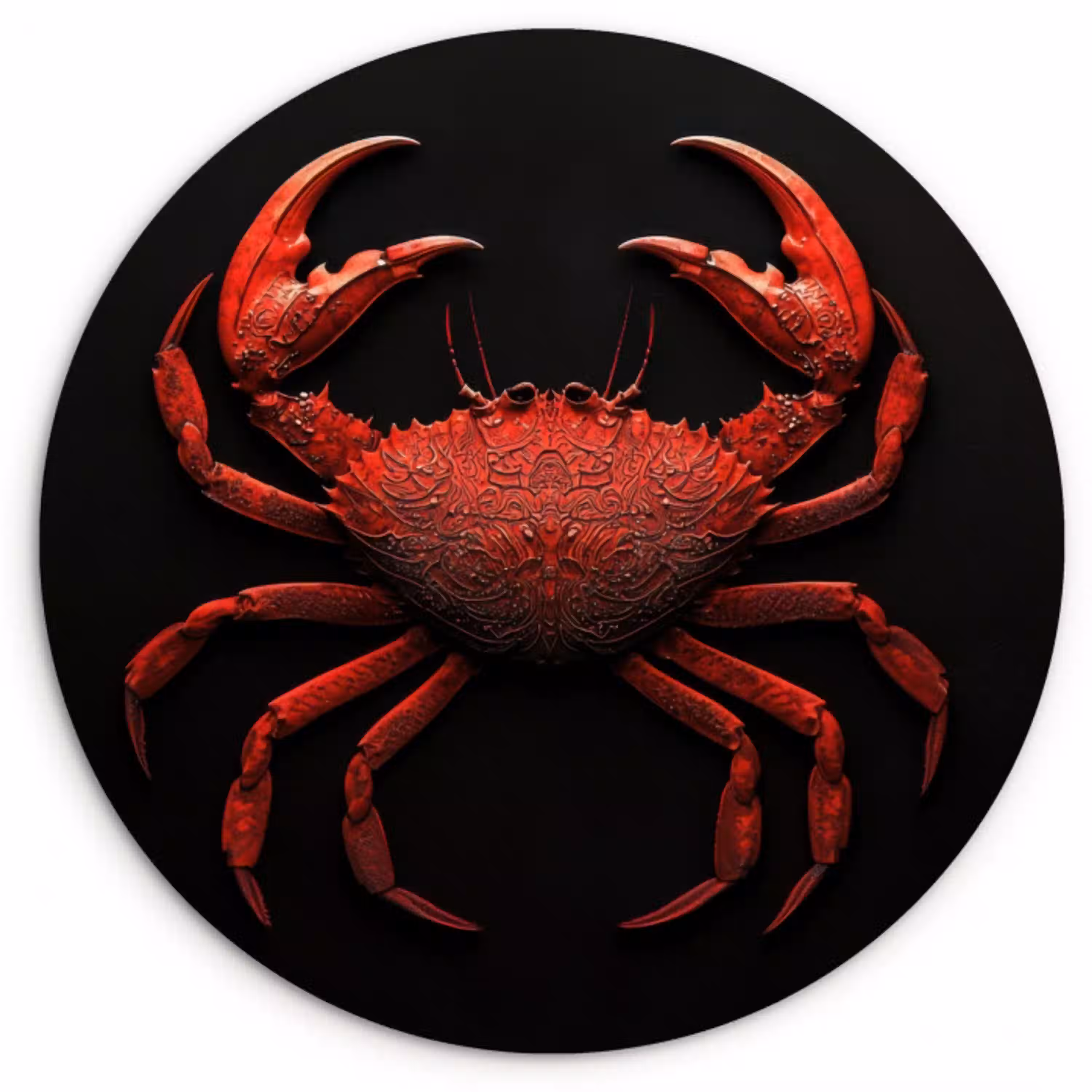 Krab - Rood - Vissen - Schaaldieren Wandcirkel plexiglas klein -3d