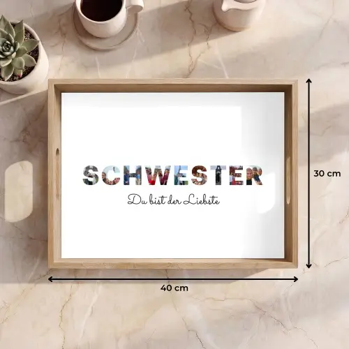 Schwester - Buchstaben-Collage Dienblad Rechthoek middel -USP_Formaat
