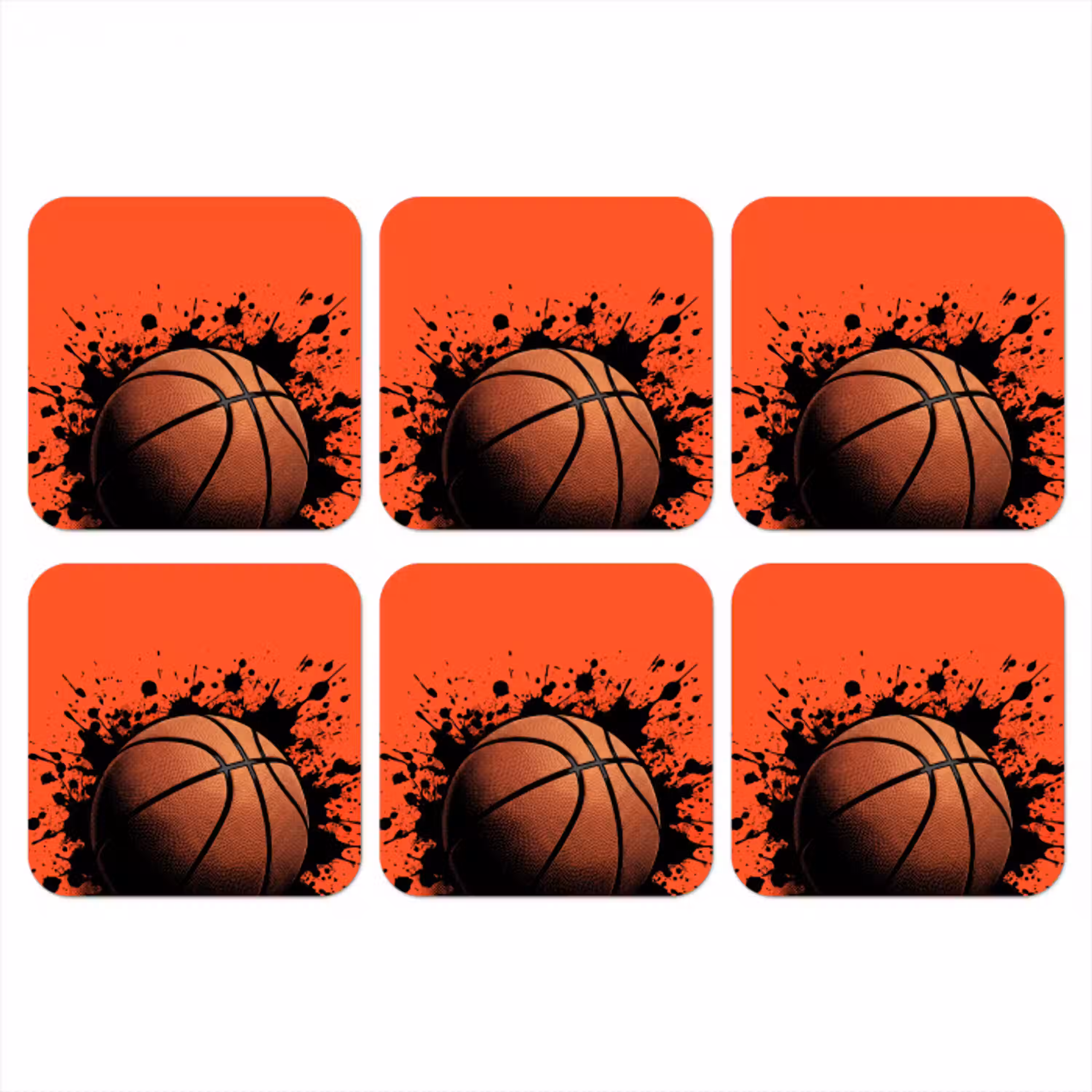 Basketbal - Verf - Sport - Oranje onderzetter kurk middel -3d