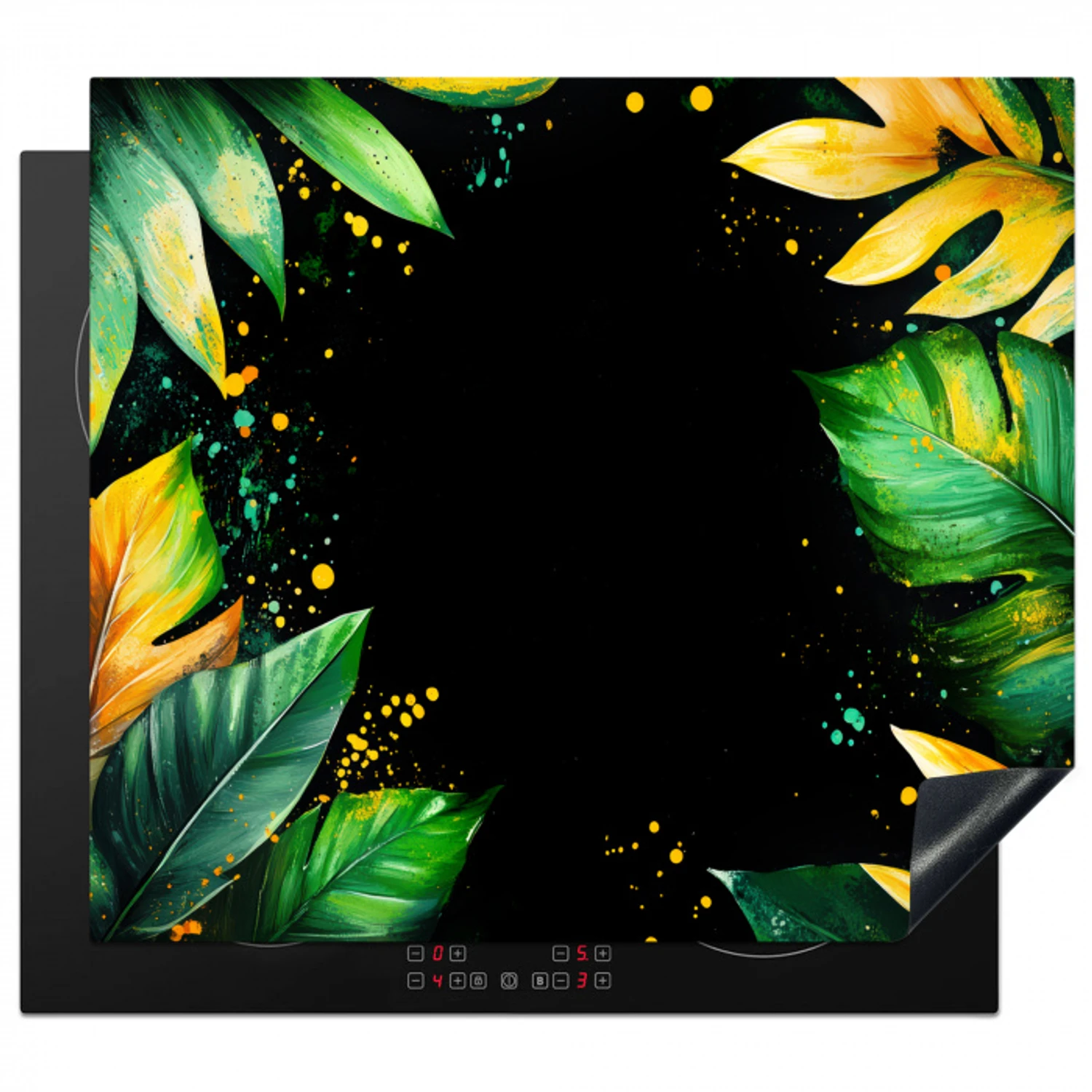 Bladeren - Groen - Geel - Verf - Jungle Inductie beschermer vinyl 3mm middel -3d