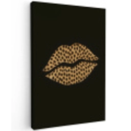 lip - Zwart - Panterprint Tuinposter op houten frame 2 cm dik middel -3d