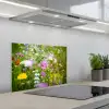 Bloemen - Natuur - Groen - Gras - Paars - Wit keuken achterwand spatscherm klein -3d_schuin