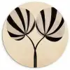Bladeren - Gestreept - Stengel - Beige Wandcirkel kunststof plaat 5mm dik klein -3d