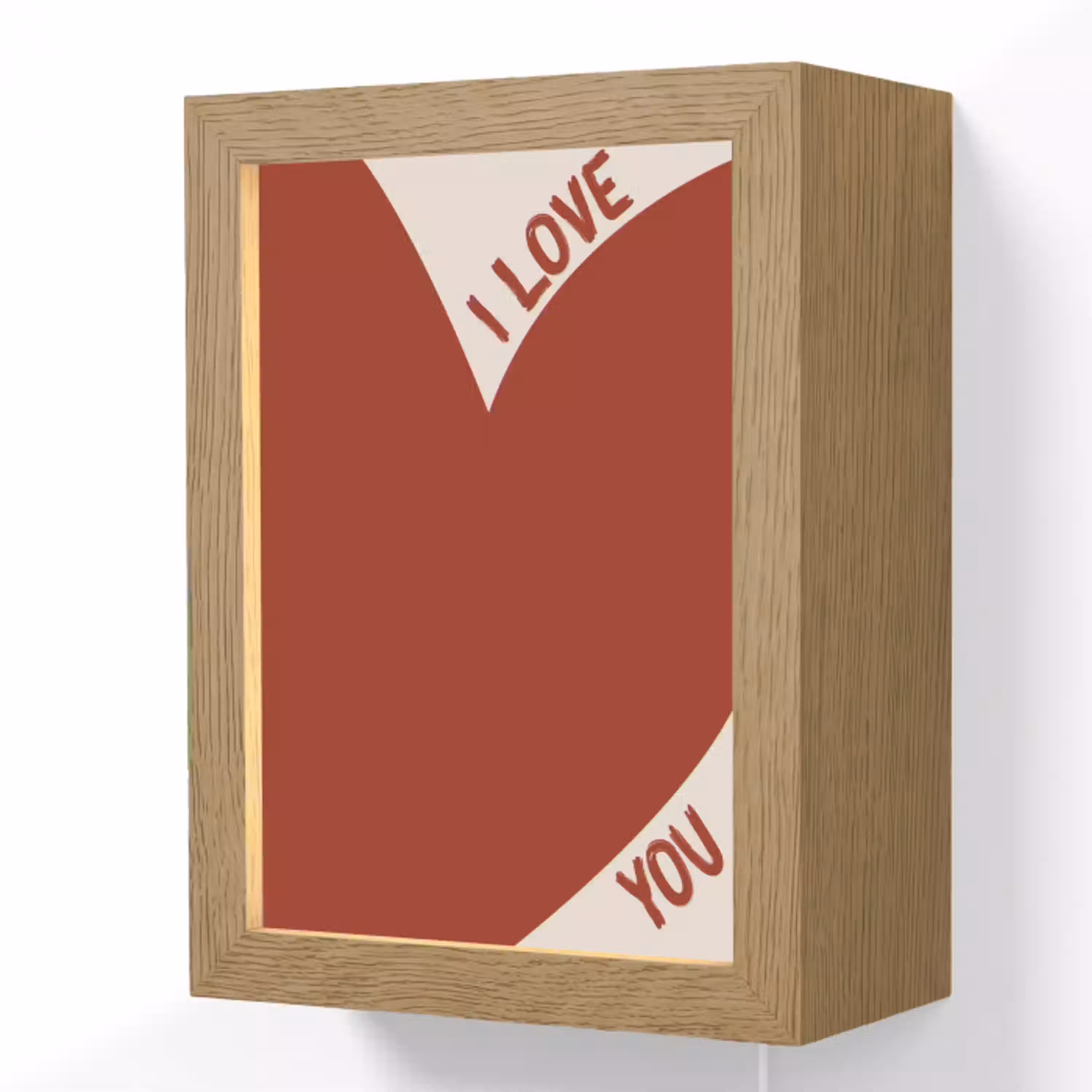 Loveyou - Rood - Hart Light Box met kabel (Wandlamp) klein -3d