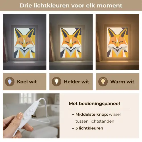 Vos - Oranje - Abstract - Driehoeken Light Box met kabel (Tafellamp) klein -USP_lichtkleurNL