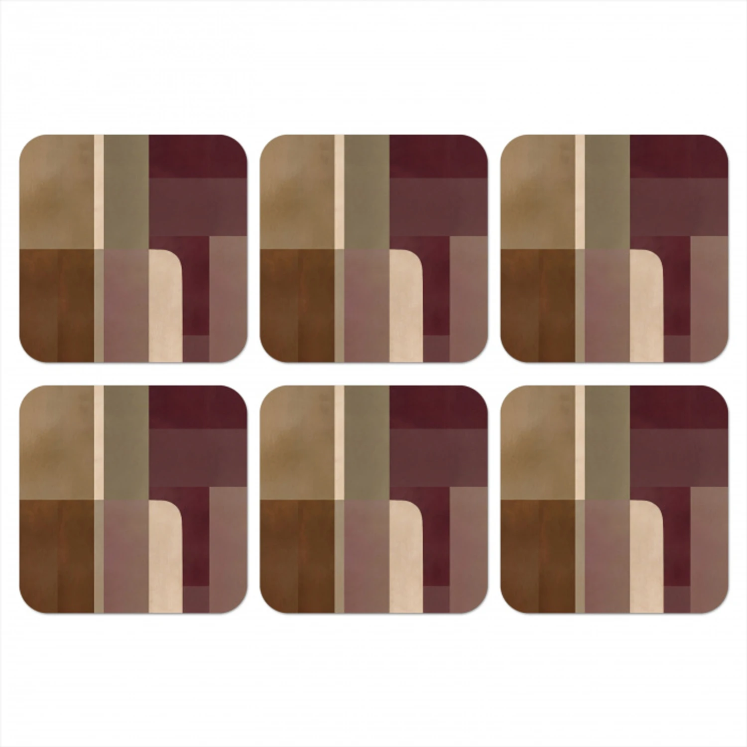 Vlakken - Abstract - Bordeaux - Lijnen onderzetter kurk middel -3d