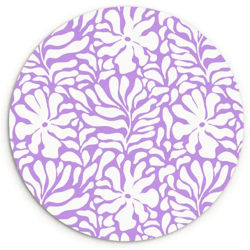 Paars - Wit - Bloemen Wandcirkel plexiglas klein 852 -3d