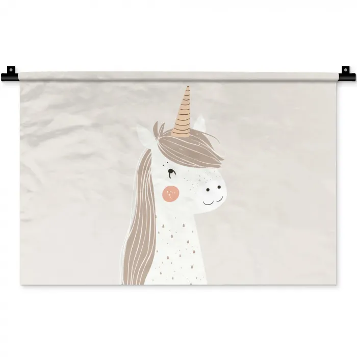 Eenhoorn - Pastel kleuren - Unicorn Wandkleed katoen klein -zz3d